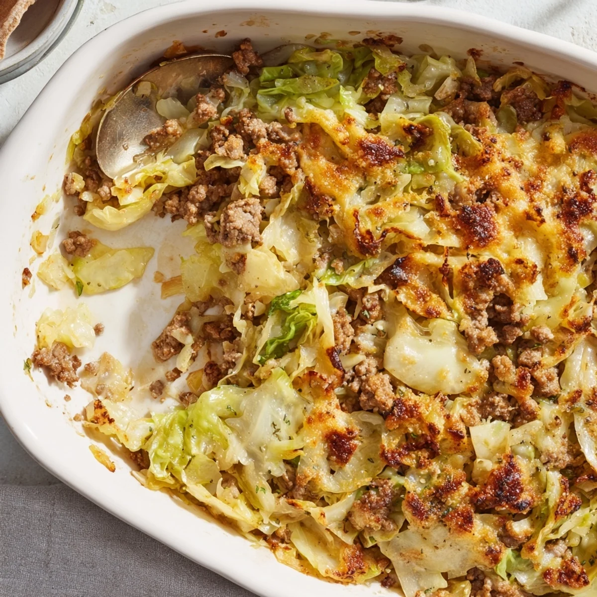 Herzhaft gefüllte Cabbage Casserole, ideal für gesellige Familienessen an kalten Tagen.