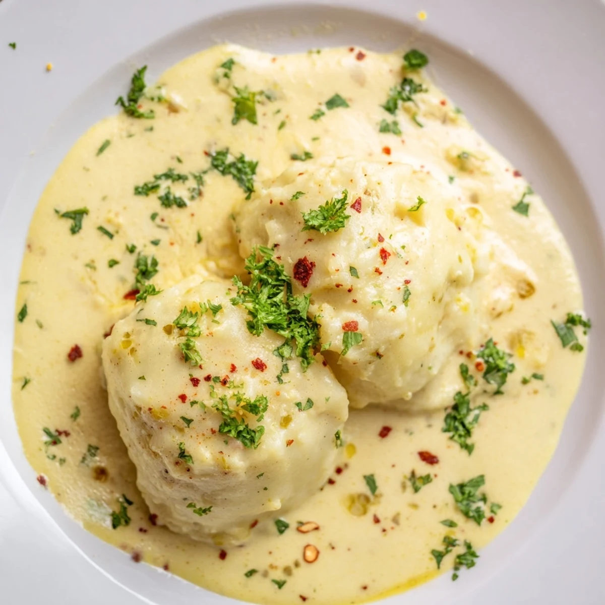 Creamy Curry Potato Dumplings, shown with a rich coconut curry sauce, ready to be enjoyed.