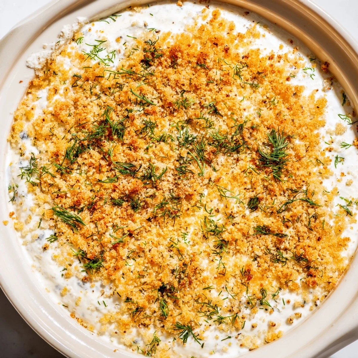 Golden, bubbly Fried Spiced Pickle Dip with dill, served with crispy crackers for dipping.