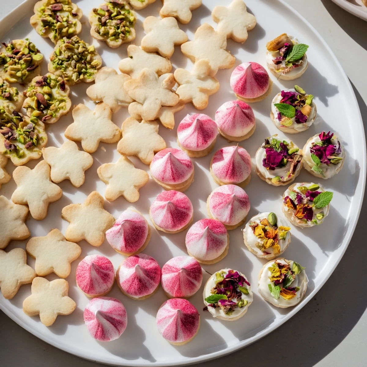 A beautifully arranged Daisy Chain Dessert Tray with colorful cookies and treats.