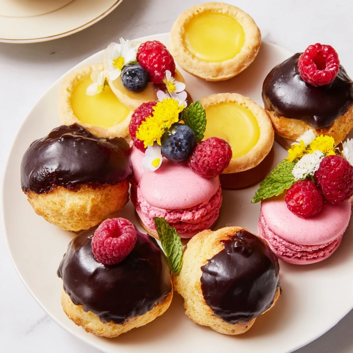 This gorgeous Montgolfière Dessert Platter offers an aesthetic treat with a variety of colorful French pastries.