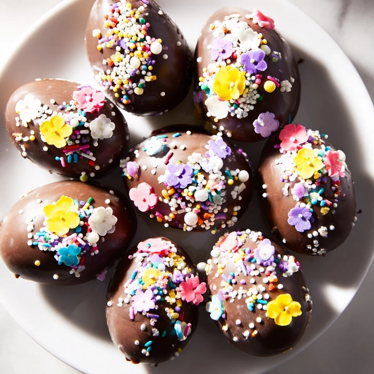 Festive Easter candy: a colorful assortment of individually decorated egg candies ready to enjoy.