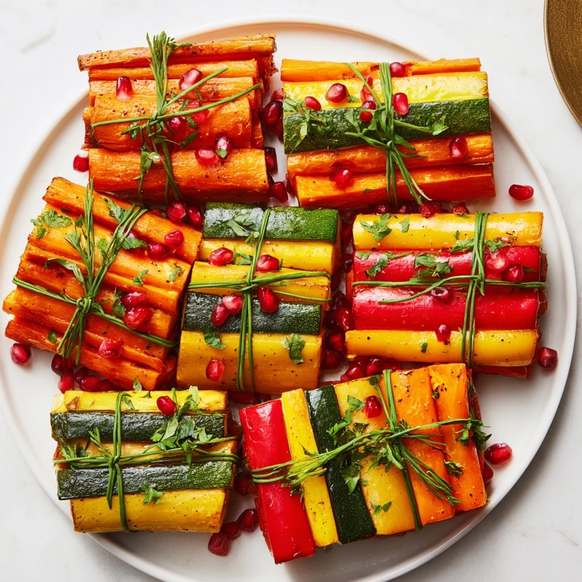 Vibrant image of Christmas Present Veggie Crates, perfectly arranged like gift boxes with fresh chive ribbons.