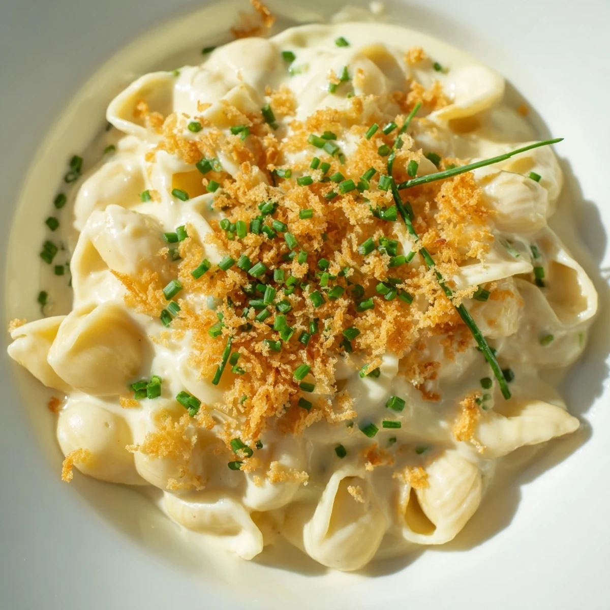 Creamy cottage cheese mac and cheese, perfectly golden and bubbly, ready to serve and enjoy.