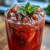 Farbige Wassermelonen-Minz-Limonade mit frischer Minze und Eis, perfekt für eine Party.