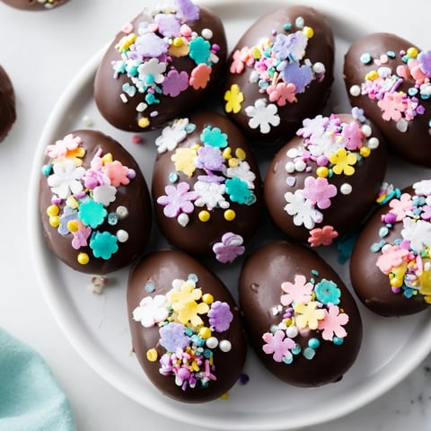 A vibrant display of decorated Easter egg candy, perfect for a festive American dessert spread.
