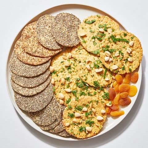 Crisp gourmet crackers fan, expertly layered and ready for a savory cheese board appetizer.