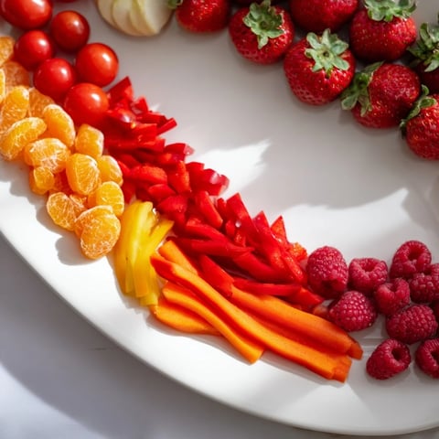 A colorful Rainbow Pride Spectrum grazing board, perfect for a festive, gluten-free vegetarian spread.