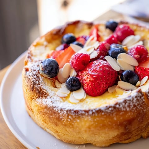 Golden-brown custard toast, served with fresh berries, offers a perfect American brunch.