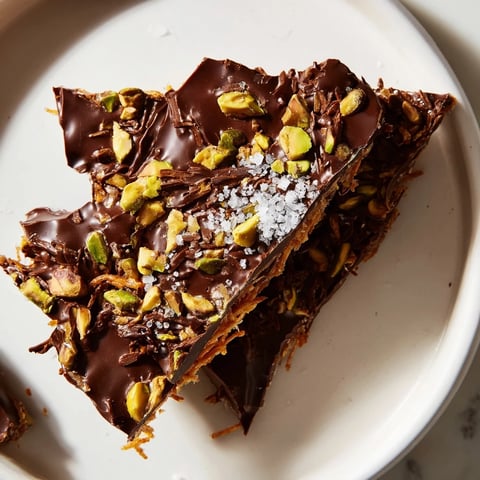 Crispy kataifi chocolate crunch bark, a sweet treat with golden, layered shredded phyllo.