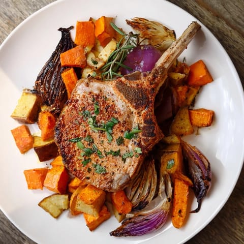 Sheet Pan Schweinekoteletts Gemüse