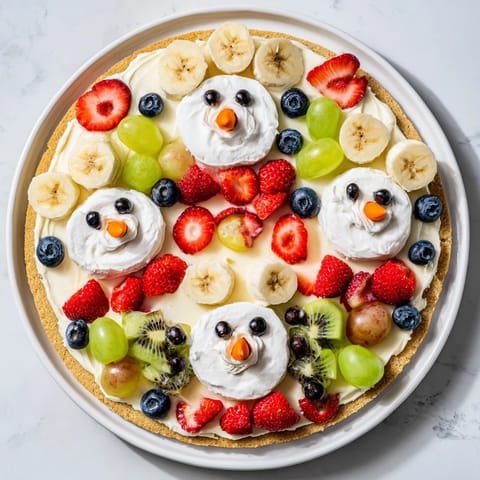 Melting Snowman Fruit Pizza