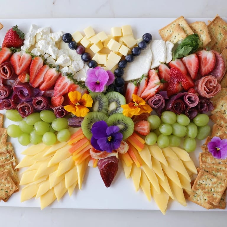 Beautiful butterfly summer board: imagine fresh fruit, cheese, and flowers for summer picnics.