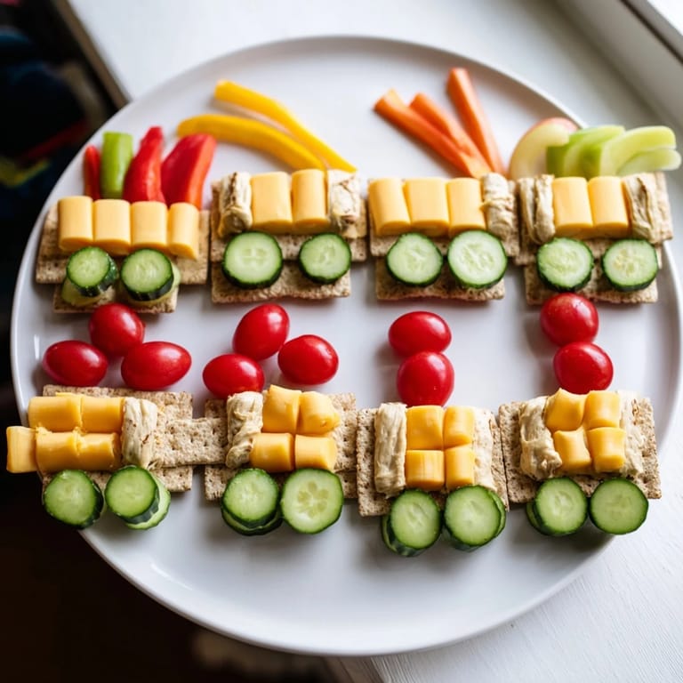 Kid-friendly Choo Choo Train Snack Track ready to eat, a delightful and healthy snack train arrangement.