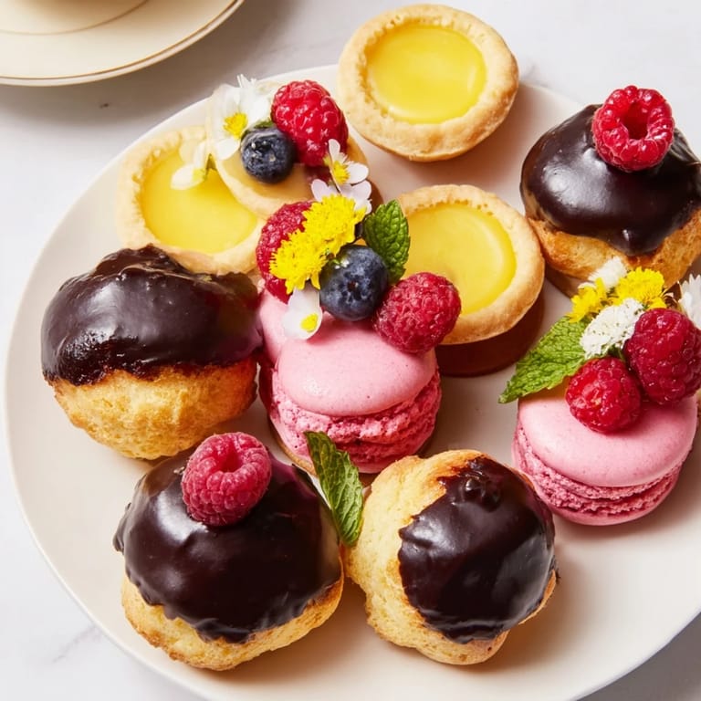 This gorgeous Montgolfière Dessert Platter offers an aesthetic treat with a variety of colorful French pastries.