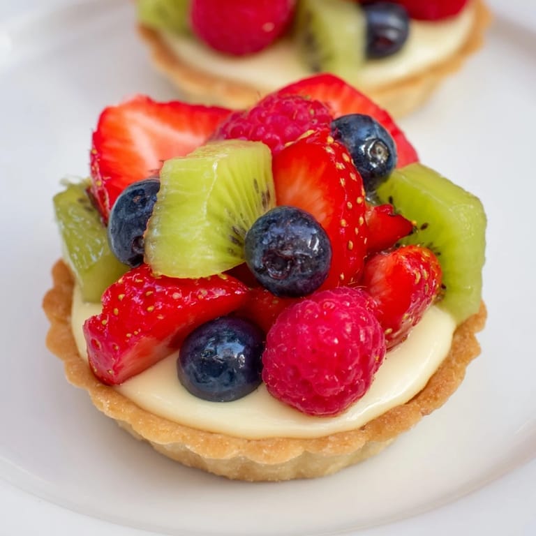 A beautiful circle of Mini Fruit Tartlets with vibrant berries and kiwi, perfect for any occasion.