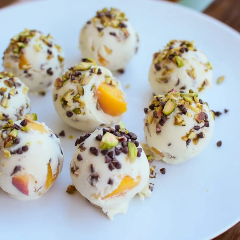 Close-up of Frozen Peach Yogurt Bites, showing the yogurt and peach mix, ready to eat.