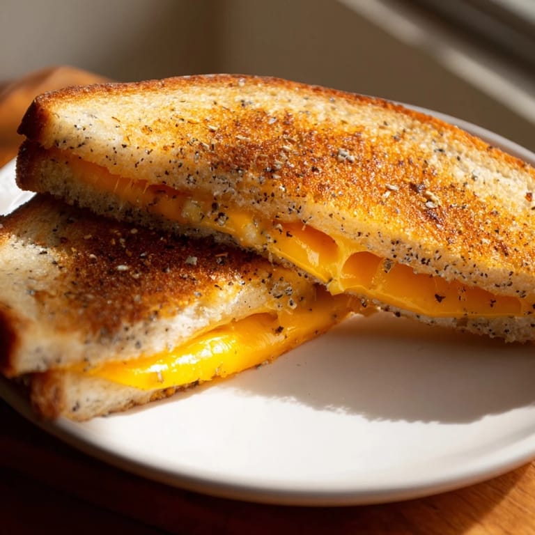 Crispy sourdough embraces the rich flavor in this garlic butter mayo grilled cheese.