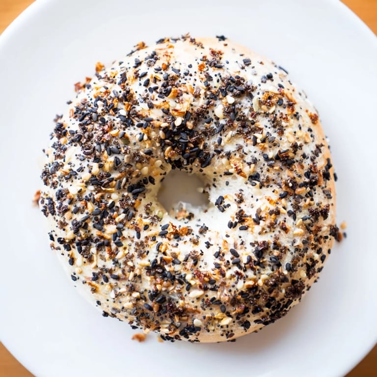 Close-up of baked Everything Bagel Yogurt Bagels, perfect for a quick and easy breakfast or snack.