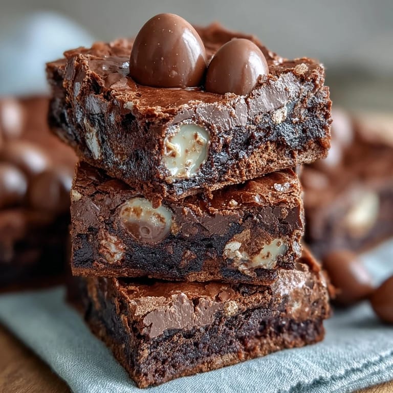 1. Fudgy Schokoladen-Brownies mit Cadbury Mini Eggs und knuspriger Kekshaube  