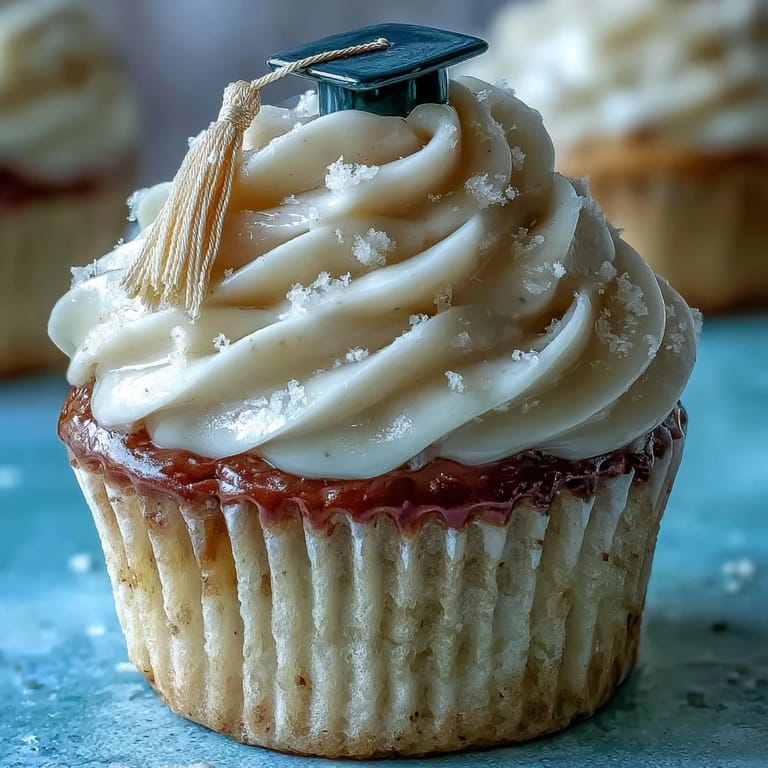 Süße einfache Cupcakes zur Graduation, mit Buttercreme und charmanten Fondant-Kappen bekrönt.