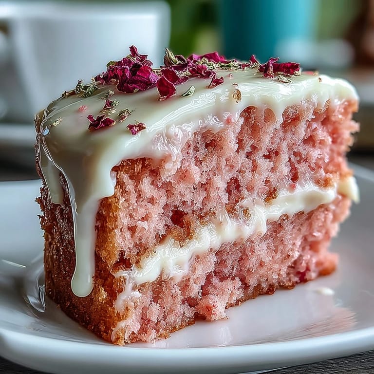 Stilvoller Rosé-Velvet-Kuchen mit goldener Glasur: Rosa Biskuit mit cremiger Füllung, verziert mit funkelndem Gold für ein elegantes Dessert-Highlight.