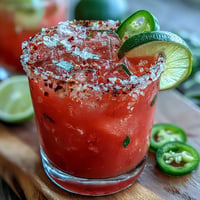 Erfrischender Wassermelonen-Jalapeño-Margarita-Mocktail, perfekt für Cinco de Mayo.